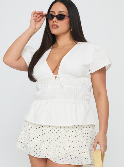 Paramour Ruched Short Sleeve Top White Curve