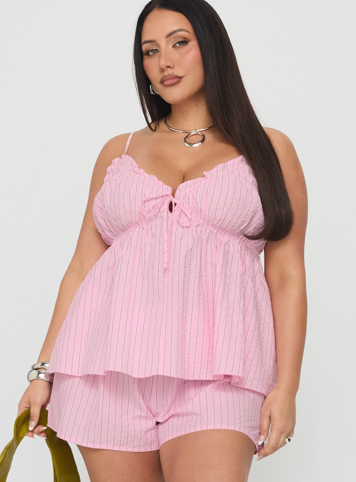 Abigayle Top Pink Stripe Curve