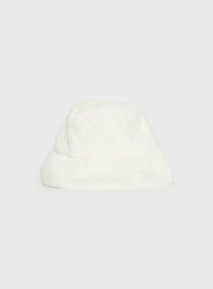 Theo Plush Bucket Hat White