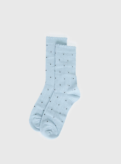 Rosee Ribbed Socks Blue Polka