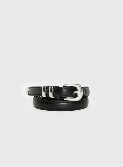 Night Changes Micro Faux Leather Belt Black