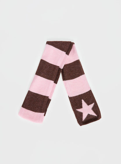 Abelia Star Graphic Scarf Brown / Pink Stripe