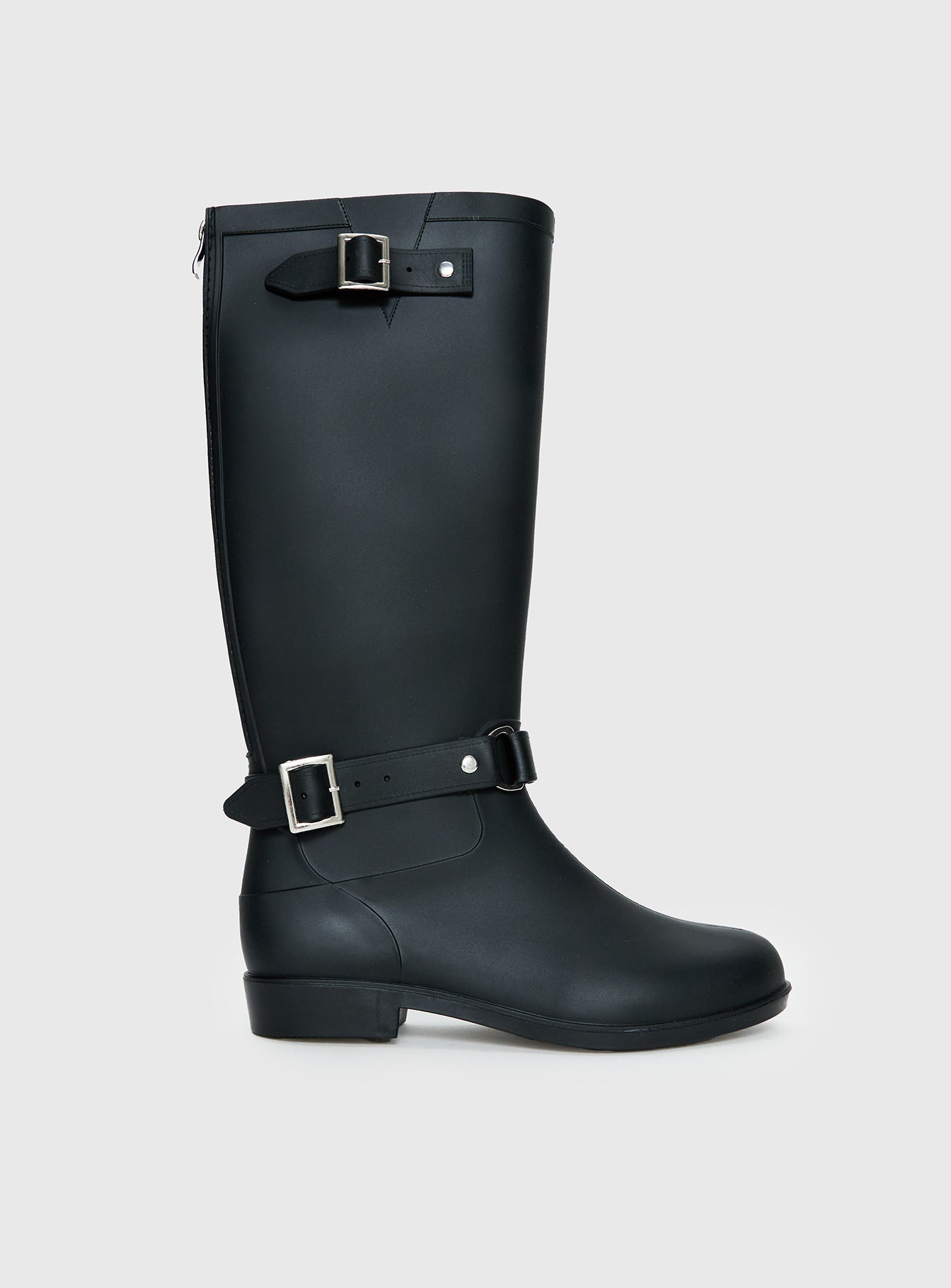 Elvera Buckle Detail Knee High Boots Black