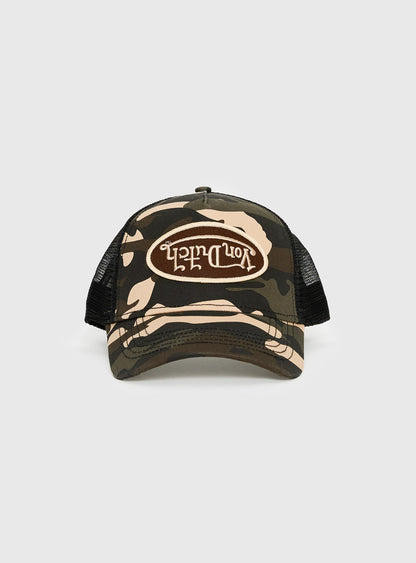 Von Dutch Multi Trucker Hat Brown Camo