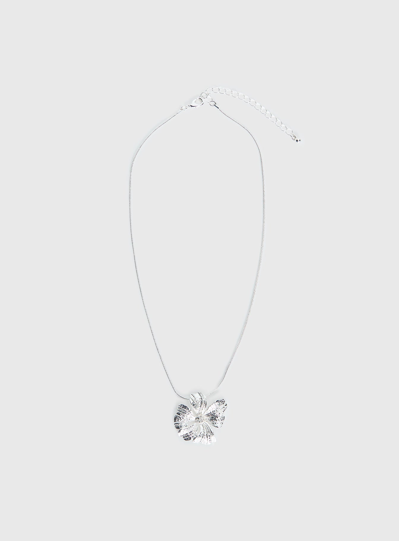Wish Me Luck Flower Pendant Necklace Silver