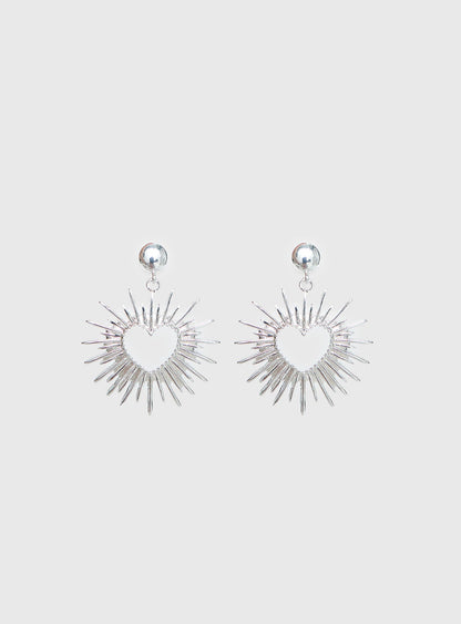 Manifest It Heart Earrings Silver