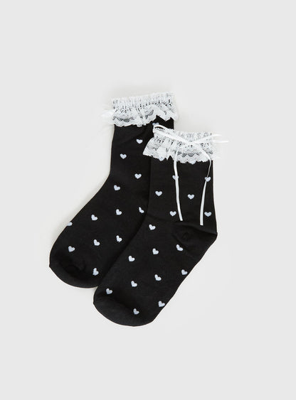 Reminisce Heart Detail Socks Black / White