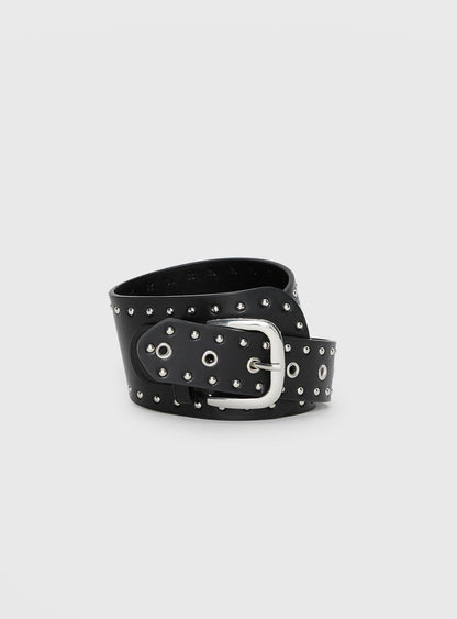Main Thing Faux Leather Studded Belt Black / Silver