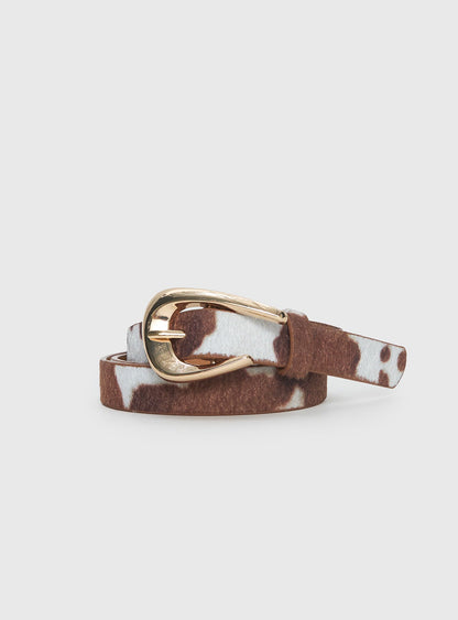 Wild Wild West Faux Suede Belt Cow / Gold