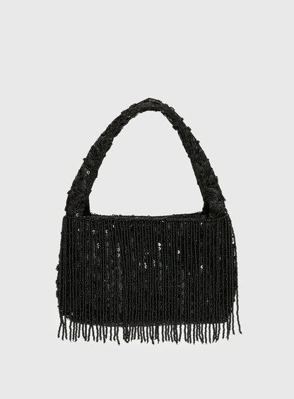Kiss Goodbye Beaded Tassel Bag Black
