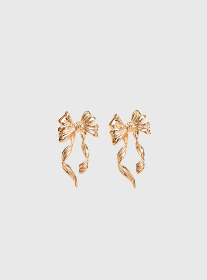 Keep A Secret Bow Earrings Gold