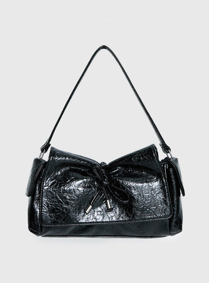 Lay Your Cards Bow Detail Shoulder Bag Black