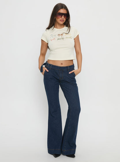 Acapulco Low Rise Flare Jeans Dark Blue Wash