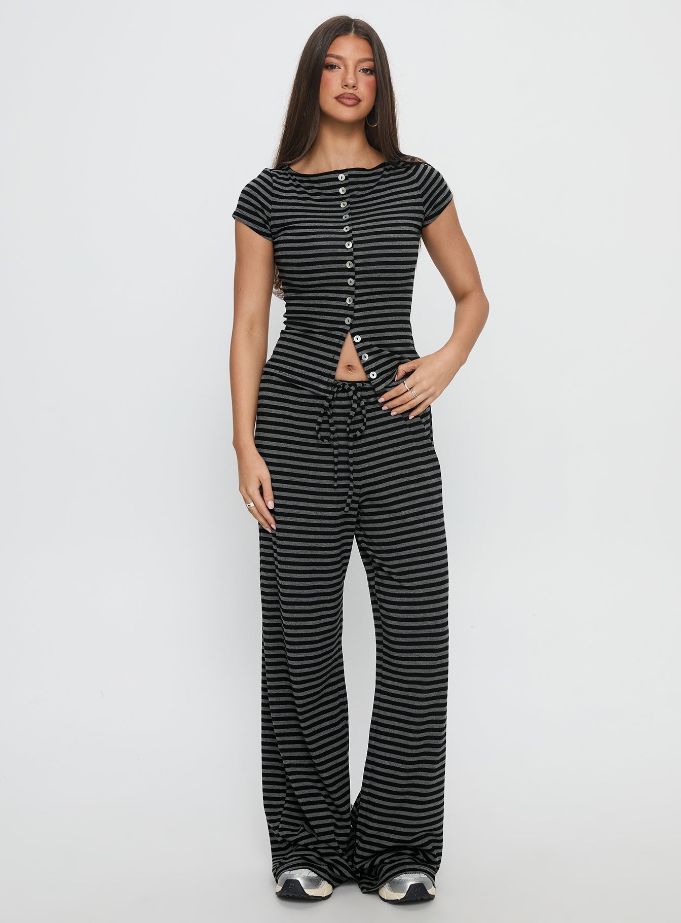 Gavrielle Jersey Wide Leg Pants Stripe
