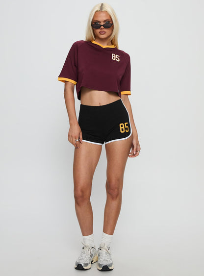 ASU Cropped Soccer Jersey Tee Maroon