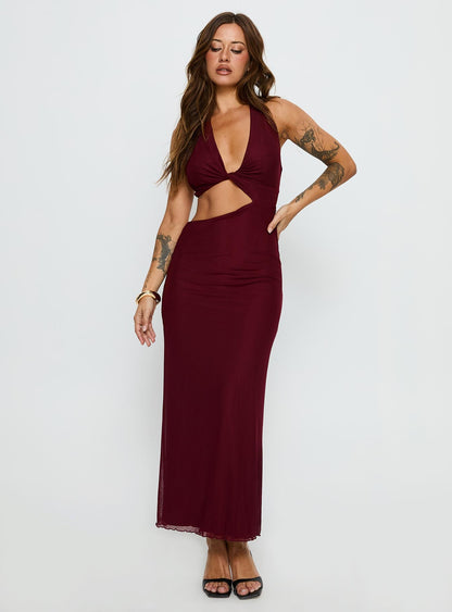 Novalee Keyhole Maxi Dress Burgundy