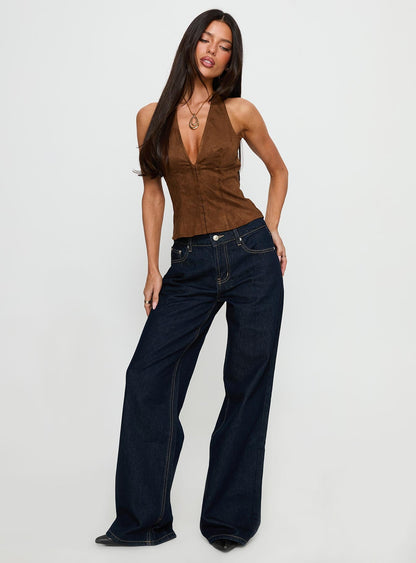 Favourite Reference Mid Rise Straight Leg Jeans Dark Indigo