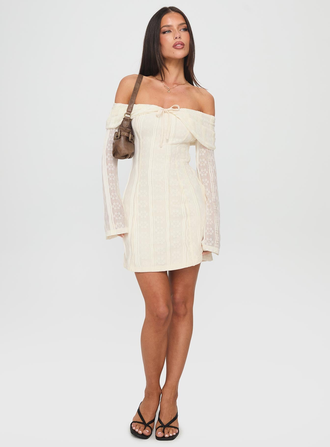 Colettie Long Sleeve Mini Dress Cream