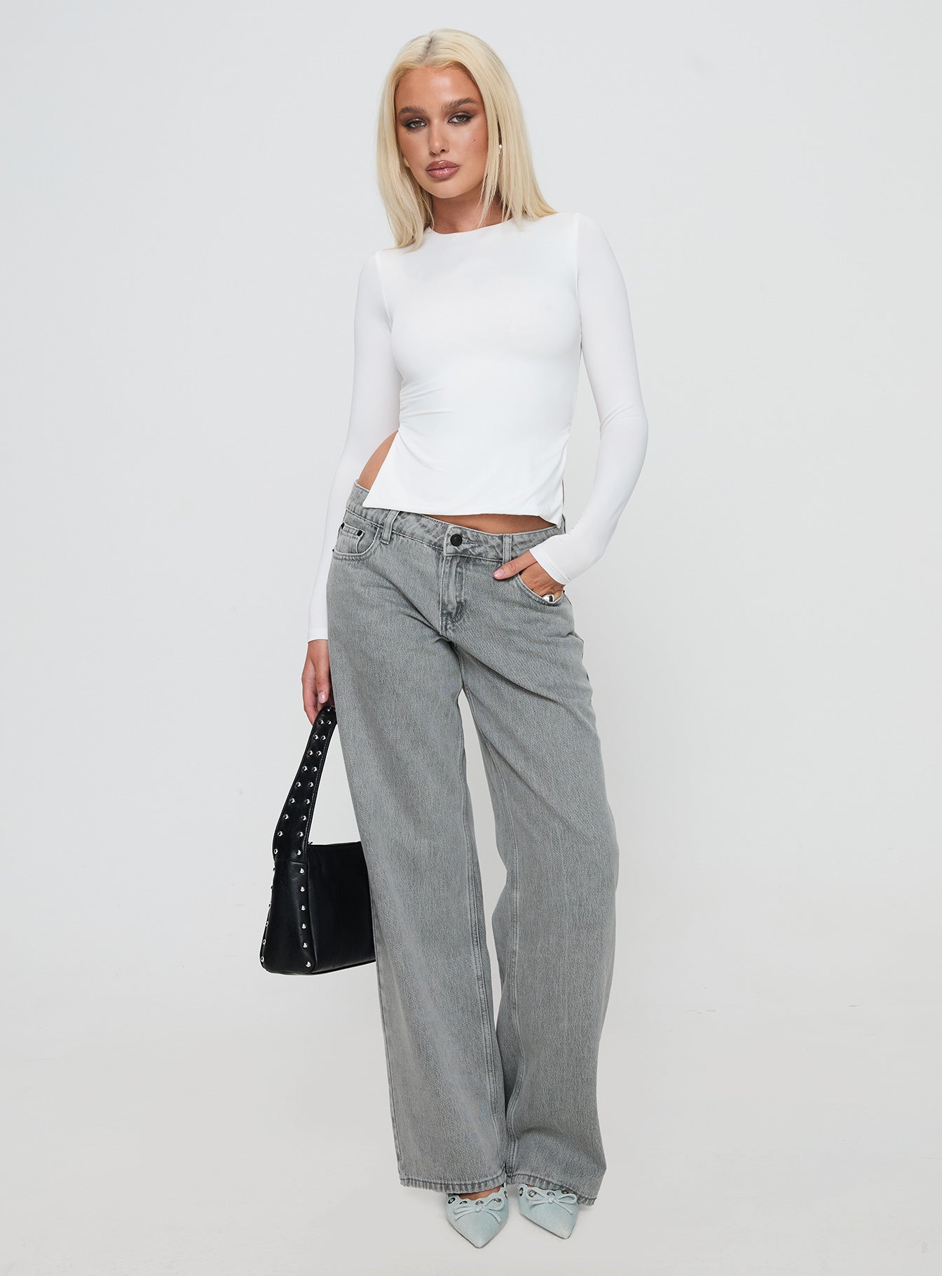 Ellanor Low Rise Straight Leg Jeans Washed Grey Petite