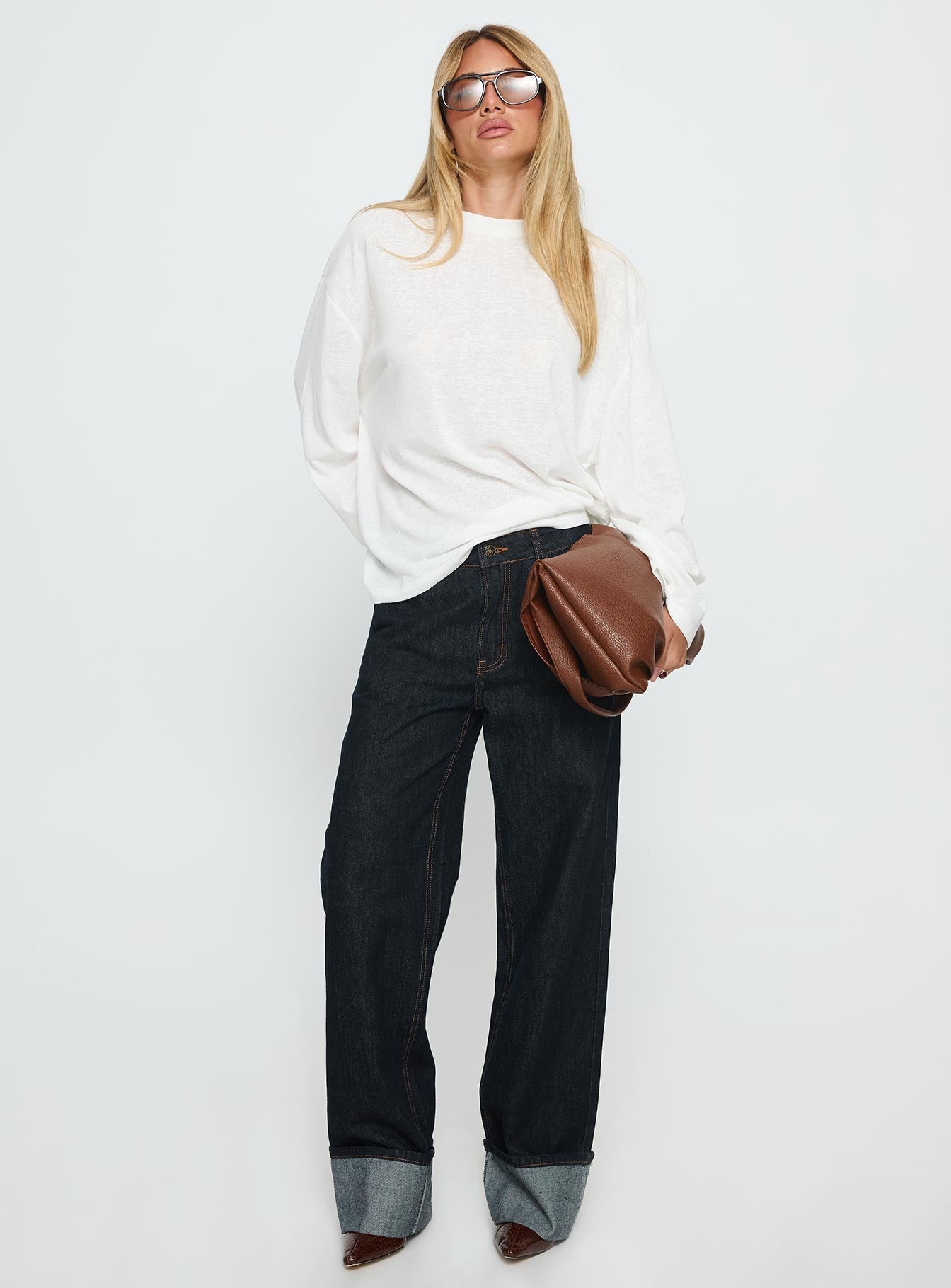 Zaydee Oversized Long Sleeve Top White