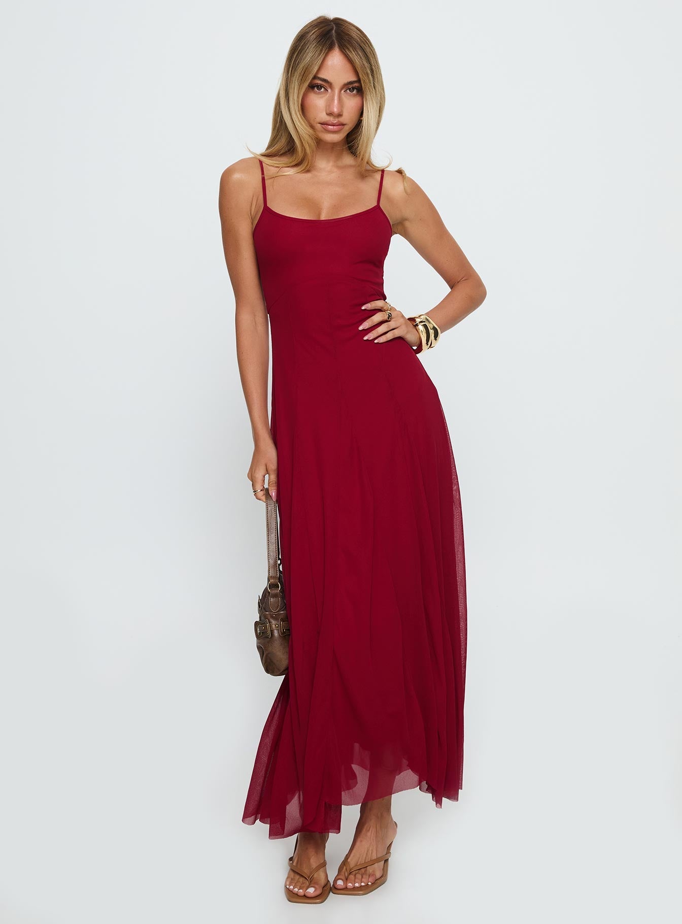 Janeira Pleat Maxi Dress Red