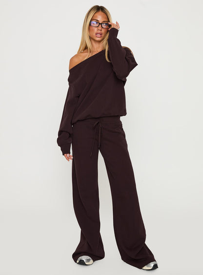 Dodie Wide Leg Pants Washed Brown