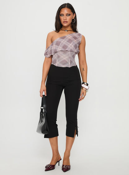 Amabelle Corset Draped Top Multi Plaid