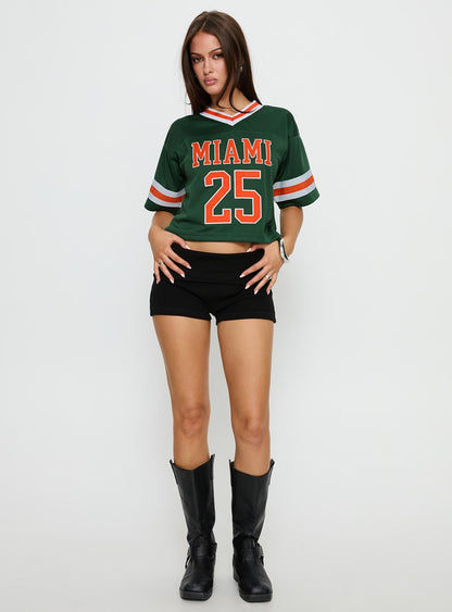 U Miami Cropped Football Jersey Tee Green