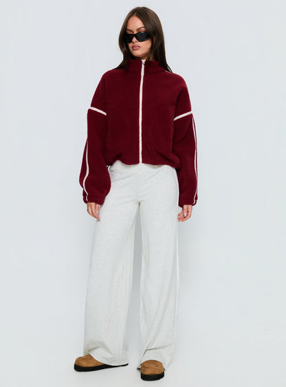 Sammee Polar Fleece Contrast Zip Through Jacket Red