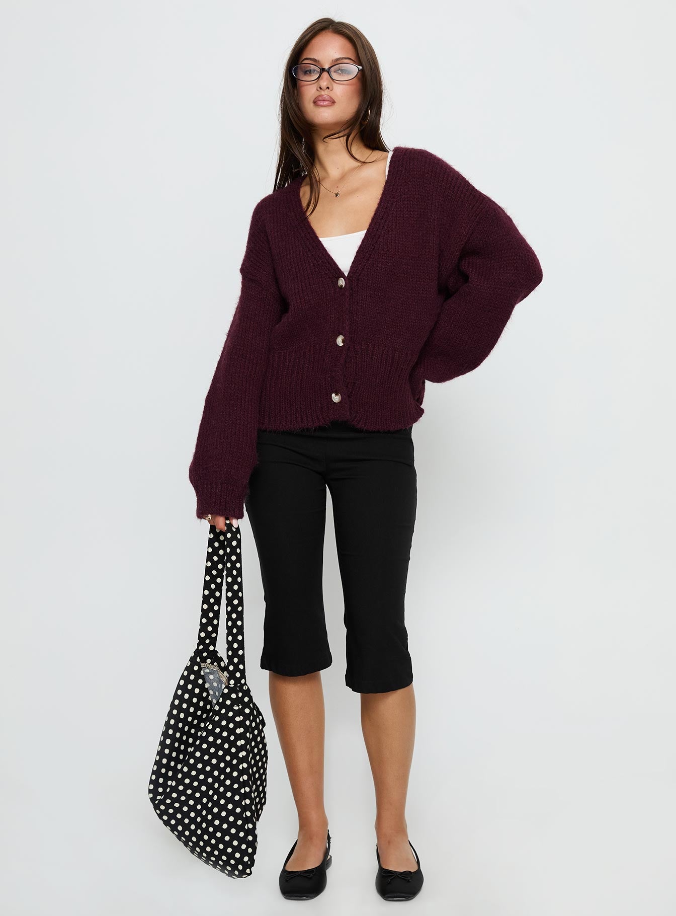 Yasmyn Knit Cardigan Burgundy