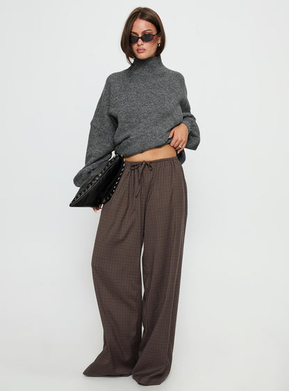 Bungala Oversized Relaxed Pant Brown Check
