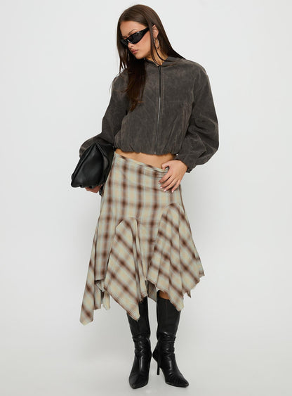 Toshie Asymmetrical Midi Skirt Multi Check