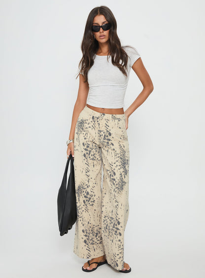 Naylor Mid Rise Wide Leg Jeans Animal Spot