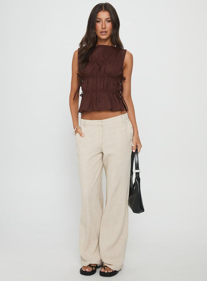 Endless Summers Tie Side Top Chocolate