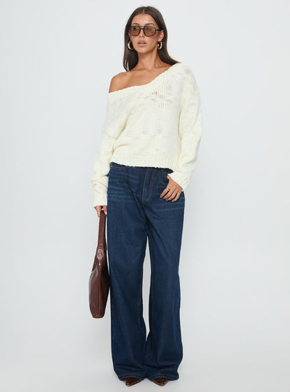 Talassa V Neck Knit Sweater White