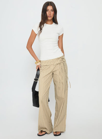 Seneca Wrap Pant Beige Stripe