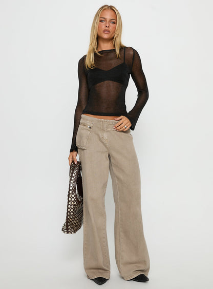 Perfect Mirage Sheer Long Sleeve Top Black