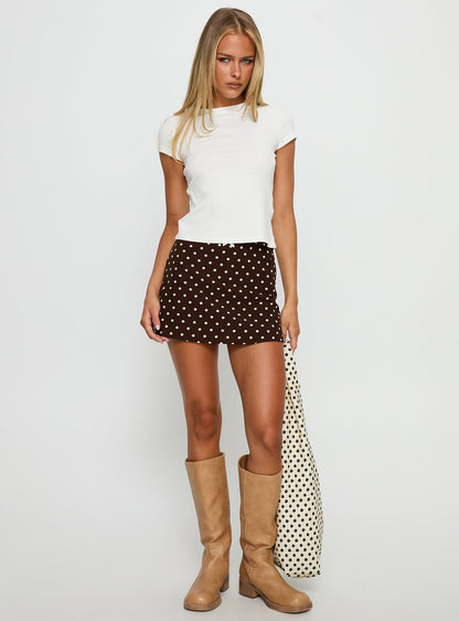 Tejano Mini Skirt Brown Polka Dot