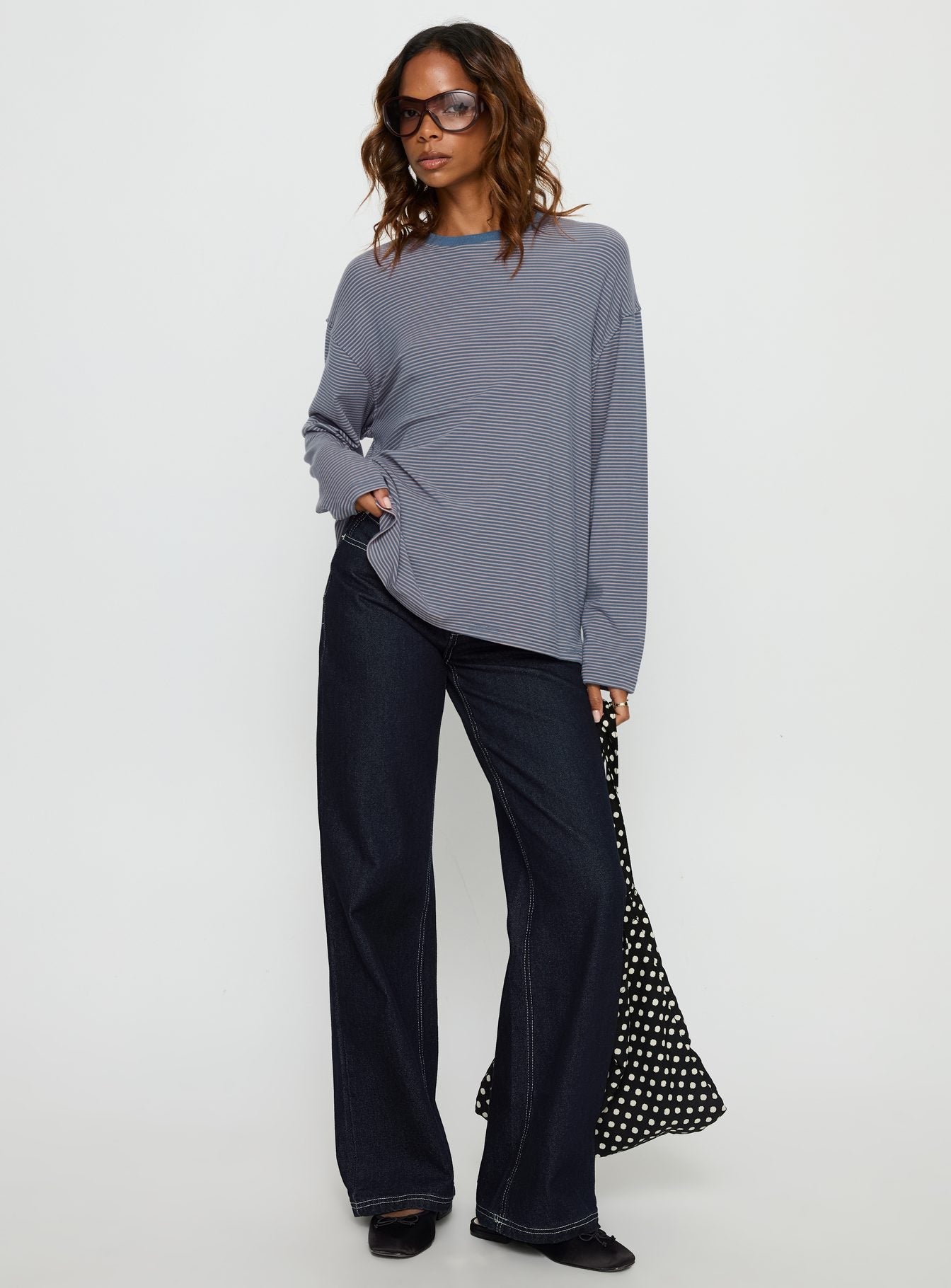 Avriana Long Sleeve Top Blue Stripe