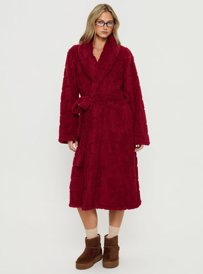 Soothe Bath Robe Burgundy