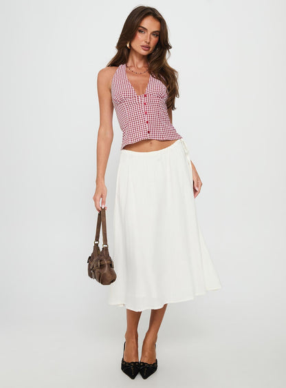 Persuasion Tie Side Midi Skirt White
