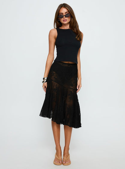 Mellissa Sheer Textured Midi Skirt Black