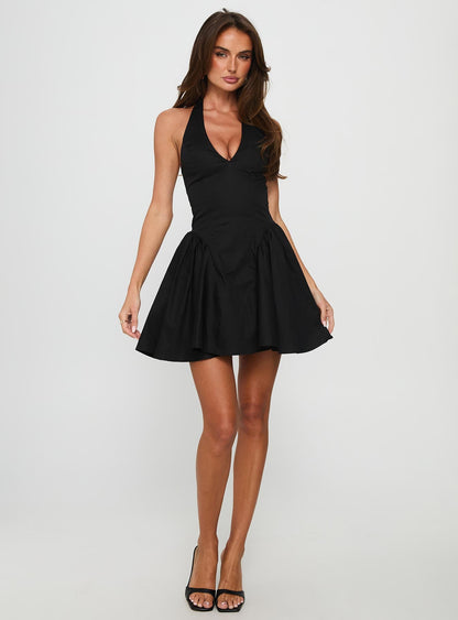 Karisse Halter Mini Dress Black