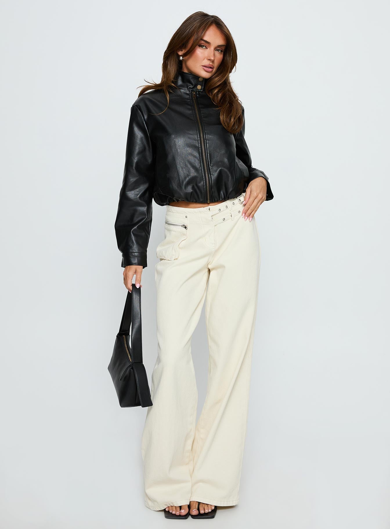 Monay Faux Leather Jacket Black