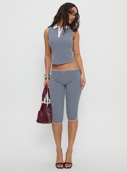 Tuka Capri Navy Gingham