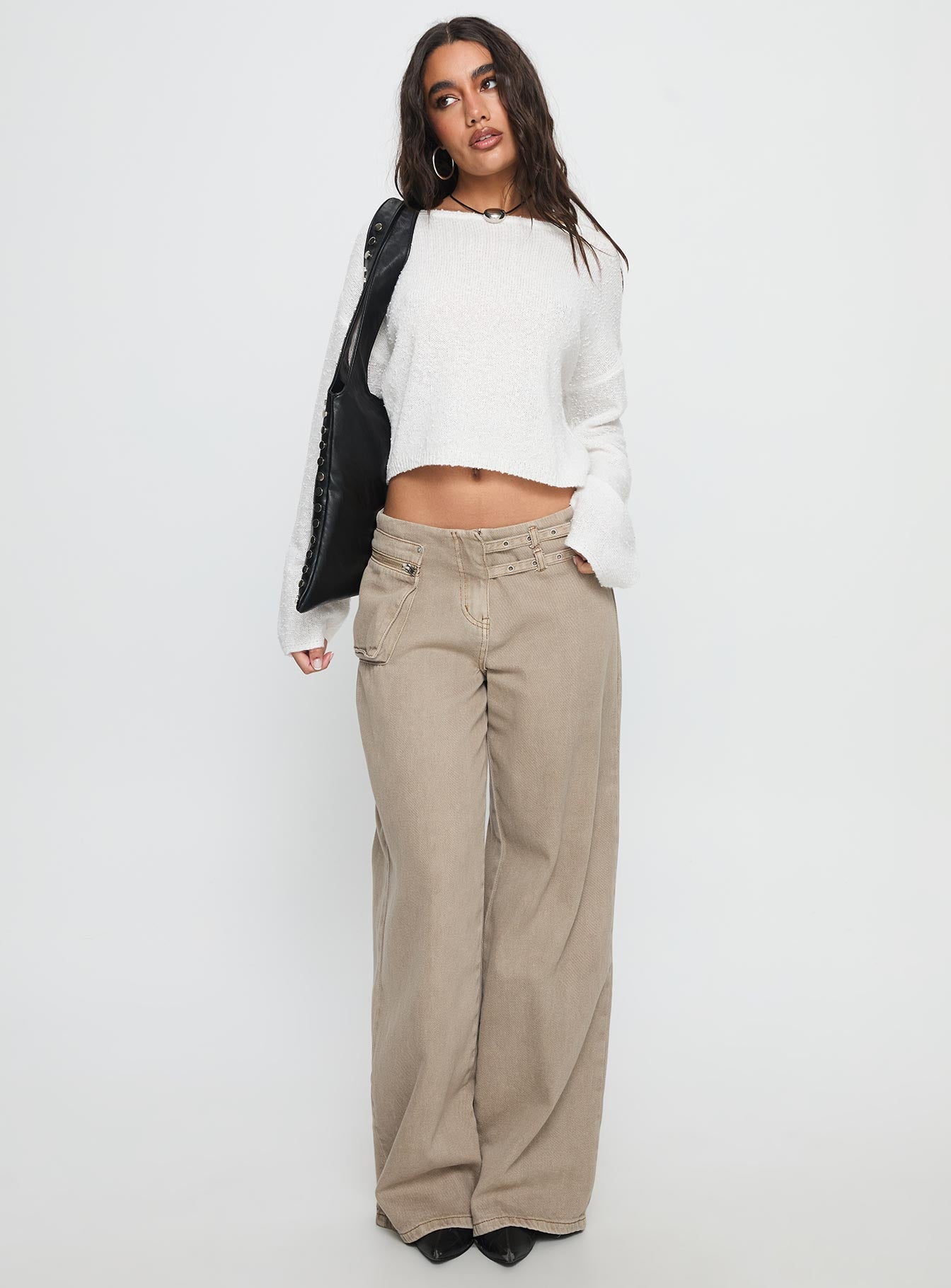 Riala Off Shoulder Knit Sweater White