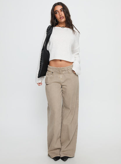 Riala Off Shoulder Knit Sweater White