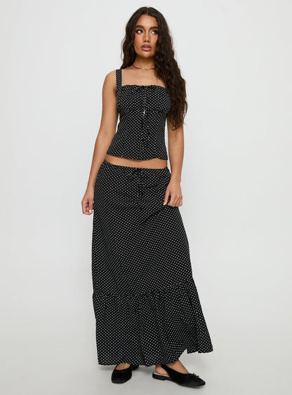 Modern Girl Maxi Skirt Black / Polka Dot
