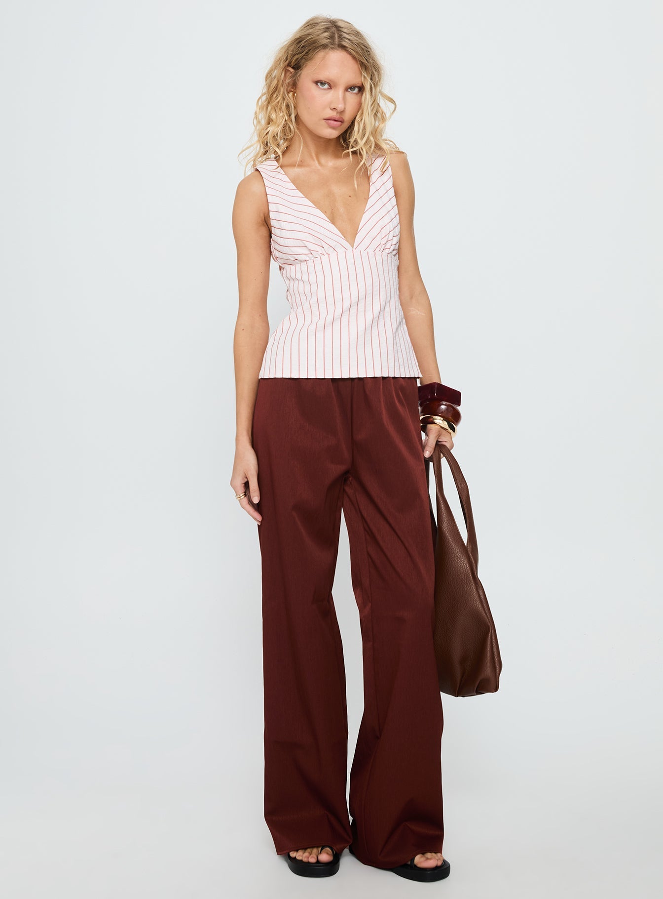 Callaia Plunge Cami Top Pink Stripe