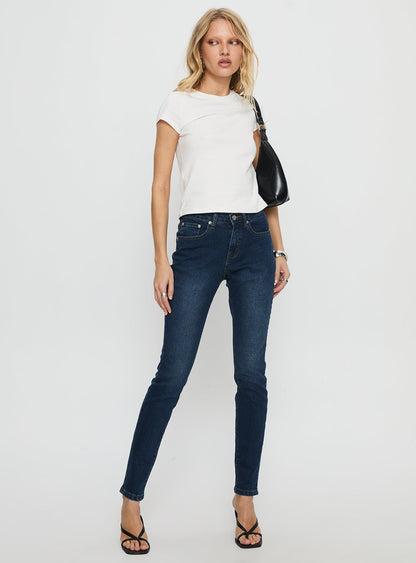 Illyssa Mid Rise Skinny Jeans Mid Blue Wash